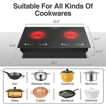 VBGK 24-Inch Electric Cooktop - 2 Burner, 2200W