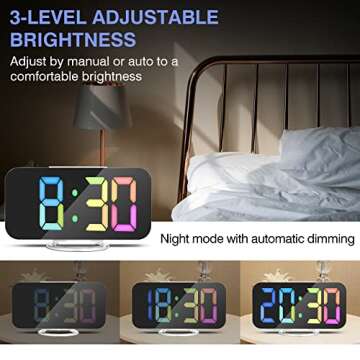 U-pick Digital Alarm Clock, 6.6” LED Mirror Alarm Clock for Bedroom, Digital Clocks Large Display ...
