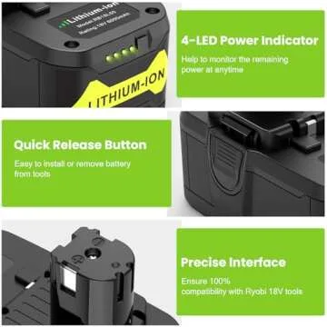 TREE.NB 18V 6.0AH Li-ion Battery Replacement for RYOBI One+ RB18L25 RB18L50 P108 P107 P104 P780 （2 Pack）