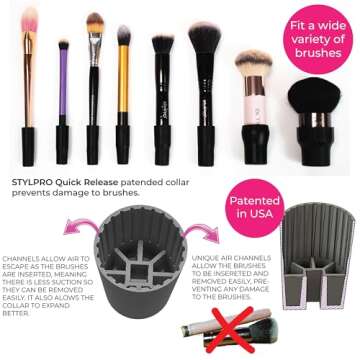 STYLPRO Electric Make-up Brush Cleaner & Dryer - Cleans and dries thoroughly in 30 seconds with gentle centrifugal technology. Suitable for all brush sizes, incl. vegan cleaner.