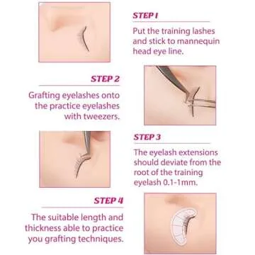 Practice Lashes for Lash Extensions FADLASH 25 Pairs Self Adhesive Eyelashes Lash Extension Strip Eyelashes for Lash Mannequin Head Eyelash Extension Supplies Black