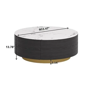 Sdorens Modern Round Coffee Table with Drawers and Style