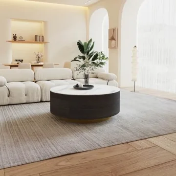 Sdorens Modern Round Coffee Table with Drawers and Style
