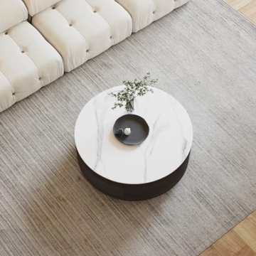 Sdorens Modern Round Coffee Table with Drawers and Style