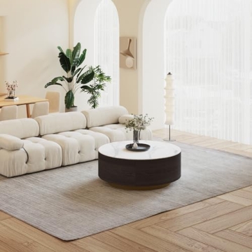 Sdorens Modern Round Coffee Table with Drawers and Style