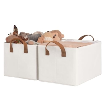StorageWorks Storage Bins, Fabric Storage Bins for Shelves - Beige, 2-Pack
