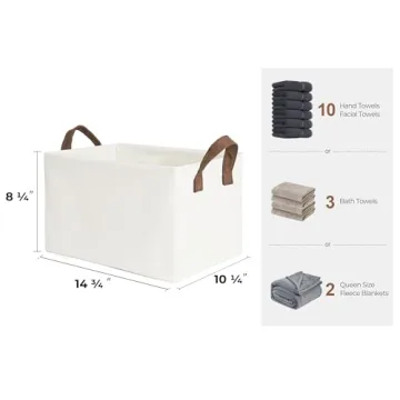 StorageWorks Fabric Storage Bins for Shelves, 2-Pack - Beige