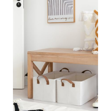 StorageWorks Fabric Storage Bins for Shelves, 2-Pack - Beige