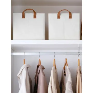 StorageWorks Fabric Storage Bins for Shelves, 2-Pack - Beige