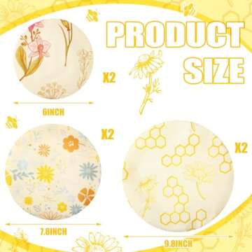 Yiyiring 6 Pcs Beeswax Bowl Covers Reusable Cloth Bowl Covers Elastic Fabric Dish Cover Beeswax Food...