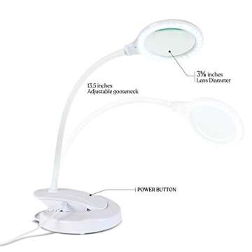 Brightech LightView Portable - Battery Powered Magnifying Glass with Bright LED Light, Stand & Clamp...