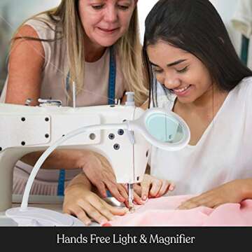 Brightech LightView Portable - Battery Powered Magnifying Glass with Bright LED Light, Stand & Clamp - Magnifying Lamp for Mobile Estheticians, Makeup Artists, Painting, Sewing, Crafts, Reading