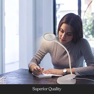 Brightech LightView Portable - Battery Powered Magnifying Glass with Bright LED Light, Stand & Clamp - Magnifying Lamp for Mobile Estheticians, Makeup Artists, Painting, Sewing, Crafts, Reading