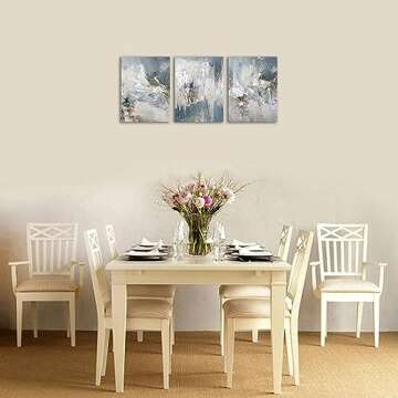 Blue Gray Abstract Wall Art - Modern Abstract Canvas Pictures for Wall Decor Comtemporary Abstract Painting Artwork for Living Room Bedroom Kitchen Office Home Wall Decorations 12" x 16" Set of 3