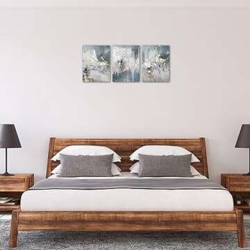 Blue Gray Abstract Wall Art - Modern Abstract Canvas Pictures for Wall Decor Comtemporary Abstract Painting Artwork for Living Room Bedroom Kitchen Office Home Wall Decorations 12" x 16" Set of 3