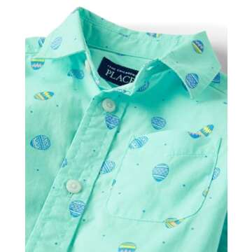 Adorable Baby Boys and Toddler Poplin Short Sleeve Button Down Shirt for Easter