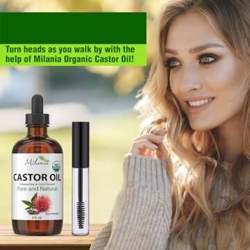 Premium Organic Castor Oil (2 fl. oz.) - Pure Cold-Pressed Beauty & Skincare Serum - Eyelash & Eyebrow Hair Growth Enhancer