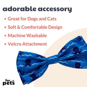 Huxley & Kent Bow Tie for Pets | Octopus Garden (Large) | Bow Tie Collar Attachment | Fun Bow Ties f...