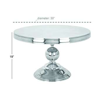 Deco 79 Aluminum Metal Living Room Coffee Table Sleek Ball Centered Base Table, Center Table 30" x 30" x 19", Silver