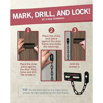 Jack N’ Drill Chain Door Guard with Lock - 2 Pack Chain Lock Door Guard, Sturdy & Rust-Resistant Steel Chain Locks for Inside Door and Extra Front Door Lock, 100% Child Safe (Black New)