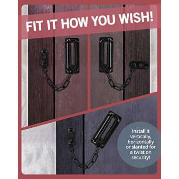 Jack N’ Drill Chain Door Guard with Lock - 2 Pack Chain Lock Door Guard, Sturdy & Rust-Resistant Steel Chain Locks for Inside Door and Extra Front Door Lock, 100% Child Safe (Black New)