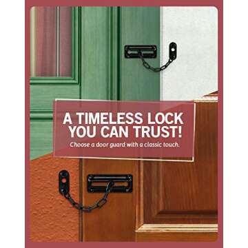 Jack N’ Drill Chain Door Guard with Lock - 2 Pack Chain Lock Door Guard, Sturdy & Rust-Resistant Steel Chain Locks for Inside Door and Extra Front Door Lock, 100% Child Safe (Black New)