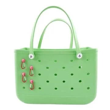 Vagocom 2Pcs Hooks Set Charms Accessories for Bogg Bags and Simply Southern Bag - Insert Hook Holder with Small Key Chain Clip for Small & Large Beach Tote - Multiple Color Options(Pink)