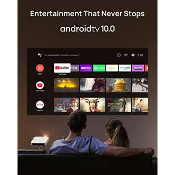 XGIMI Elfin Mini Projector, Ultra Compact 1080P Portable Projector 4K Input Supported for Movies & Gaming, Android TV 10.0, 600 ISO Lumens, HDR 10, Harman Kardon Speakers, Auto Keystone, Auto Focus