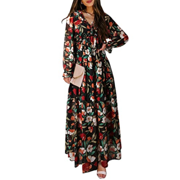 BLENCOT Womens Boho Floral Maxi Dress Stylish Summer Wear