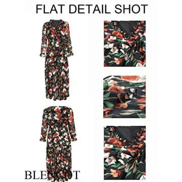 BLENCOT Womens Boho Floral Maxi Dress Stylish Summer Wear