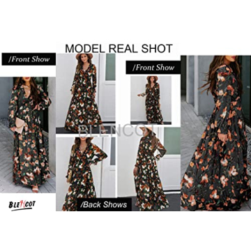 BLENCOT Womens Boho Floral Maxi Dress Stylish Summer Wear