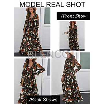 BLENCOT Womens Boho Floral Maxi Dress Stylish Summer Wear