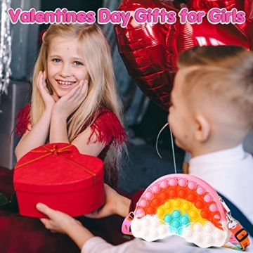 Tckoll Girls Fidget Purse - Rainbow Pop Bag for Kids