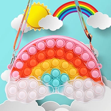 Tckoll Girls Fidget Purse - Rainbow Pop Bag for Kids