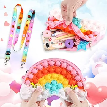 Tckoll Girls Fidget Purse - Rainbow Pop Bag for Kids