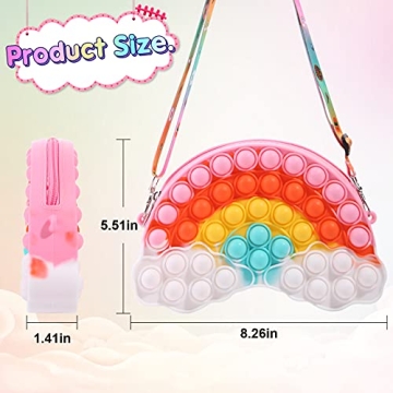 Tckoll Girls Fidget Purse - Rainbow Pop Bag for Kids
