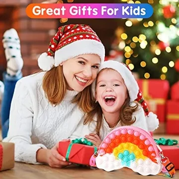 Tckoll Girls Fidget Purse - Rainbow Pop Bag for Kids