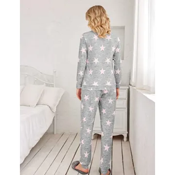 Ekouaer Women’s Cozy Pajama Set with Star Print