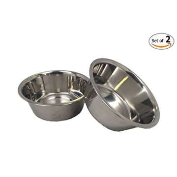 Top Dog Chews - Two Large Stainless Steel Dog Bowl Set for Food & Water