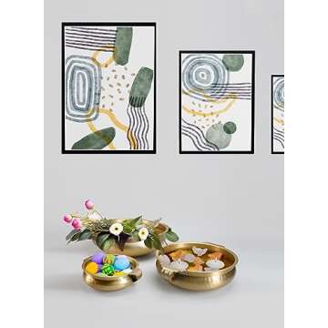 Serene Spaces Living Gold Handi Bowl: Hammered Texture, Decor for Living Rooms, Entryways, Restaurants, Indian Wedding. Table Centerpiece in Aluminum or Brass, Aluminum, 3" Tall & 8.25" Dia