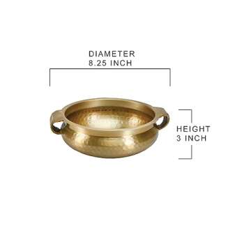 Serene Spaces Living Gold Handi Bowl: Hammered Texture, Decor for Living Rooms, Entryways, Restaurants, Indian Wedding. Table Centerpiece in Aluminum or Brass, Aluminum, 3" Tall & 8.25" Dia