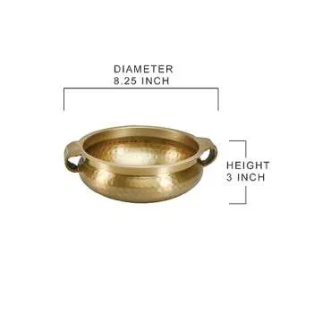 Serene Spaces Living Gold Handi Bowl: Hammered Texture, Decor for Living Rooms, Entryways, Restaurants, Indian Wedding. Table Centerpiece in Aluminum or Brass, Aluminum, 3" Tall & 8.25" Dia