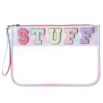 DYSHAYEN Glitter Letter Clear Zipper Pouch for Travel