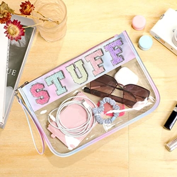 DYSHAYEN Glitter Letter Clear Zipper Pouch for Travel