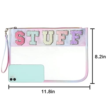 DYSHAYEN Glitter Letter Clear Zipper Pouch for Travel