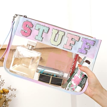 DYSHAYEN Glitter Letter Clear Zipper Pouch for Travel