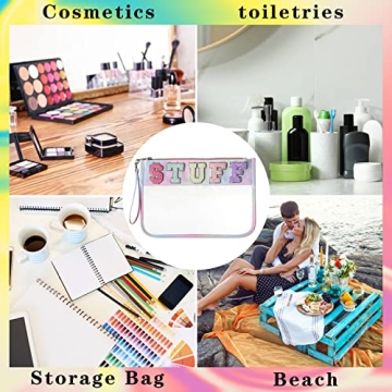 DYSHAYEN Glitter Letter Clear Zipper Pouch for Travel