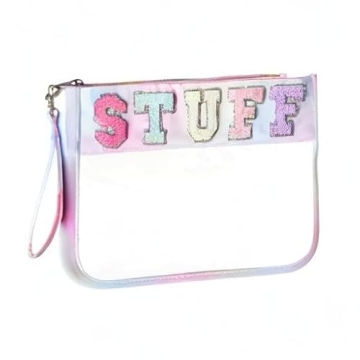 DYSHAYEN Glitter Letter Clear Zipper Pouch for Travel