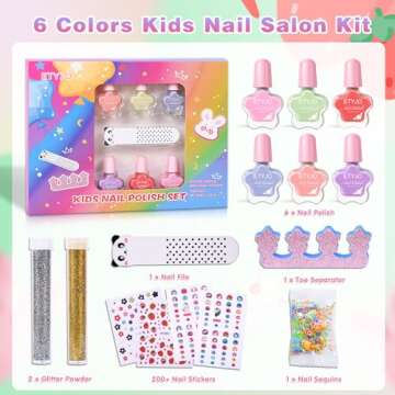 ETYJO Toddler Nail Polish Non-Toxic Nail Polish Set for Girls Water Based Peel off Quick Dry Kids Na...