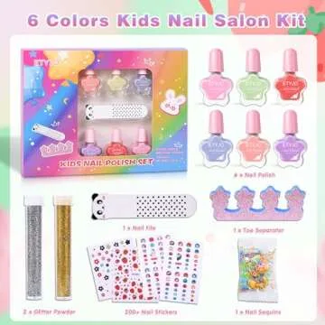 ETYJO Toddler Nail Polish Non-Toxic Nail Polish Set for Girls Water Based Peel off Quick Dry Kids Na...